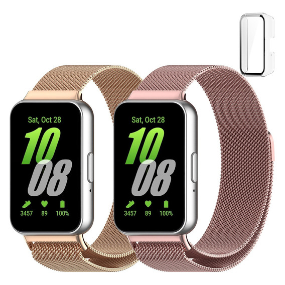 2 Correas De Acero Milanés + Funda Para Samsung Galaxy Fit 3