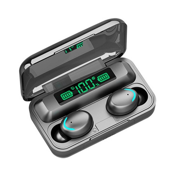 Auriculares Bluetooth y batería portátil Tws F9-5 impermeables, color negro claro, color verde