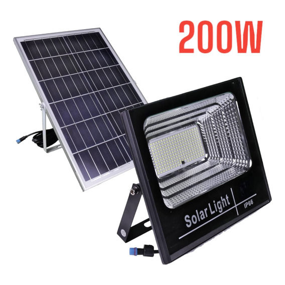 Reflector Solar Led 200watts Con Panel Solar Exteriores