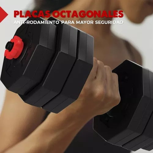 Kit Juego Pesas Mancuernas Ejercicio Ajustables Encauchetada