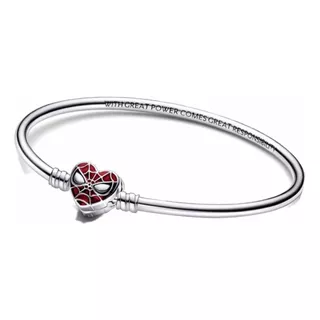 Brazalete Plata Pandora Rígido Broche Máscara Spiderman T-17