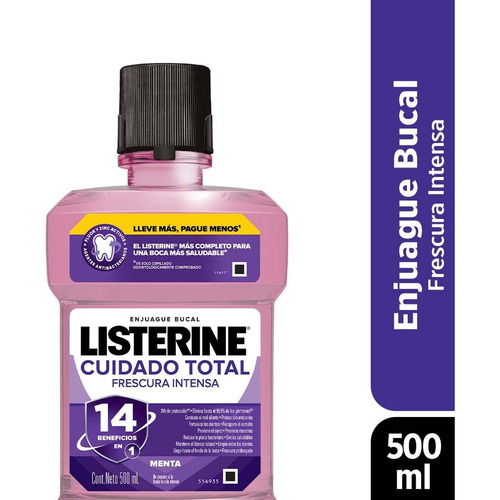 Listerine Enjuague Bucal Cuidado Total Con Fluor X 500ml