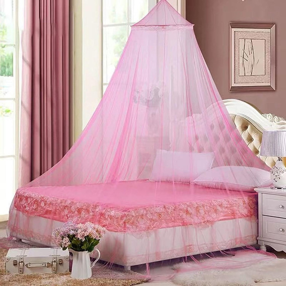 Dosel De Tela De Tul Mosquitera Para Cama Matrimonial Rosa