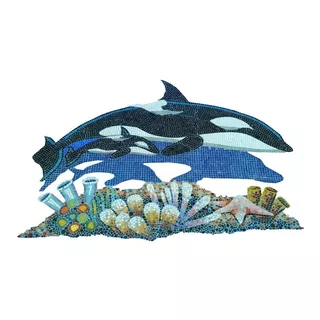 Figura Orca Con Bebe De 2.50 Mts. Para Alberca En Mosaico