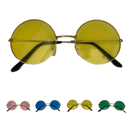 Lentes Lennon X 1 Hippie Anteojos Vidrio Colores Cotillon Color Lennon Amarillo