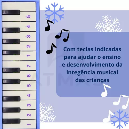 KIT PIANO INFANTIL MUSICAL 2 UND BRINQUEDO PIANINHO TECLADO SONS PARA  MENINO E MENINA 22 TECLAS (2 AZUIS)