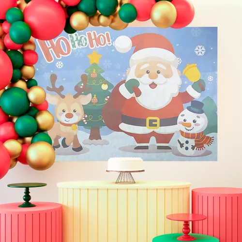 Painel TNT Natal Ho Ho Ho Papai Noel Sino 1,40x1,03m - 01 un