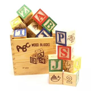 Cubos Didáctico Juego Madera Montessori Letras-números 27 Pc