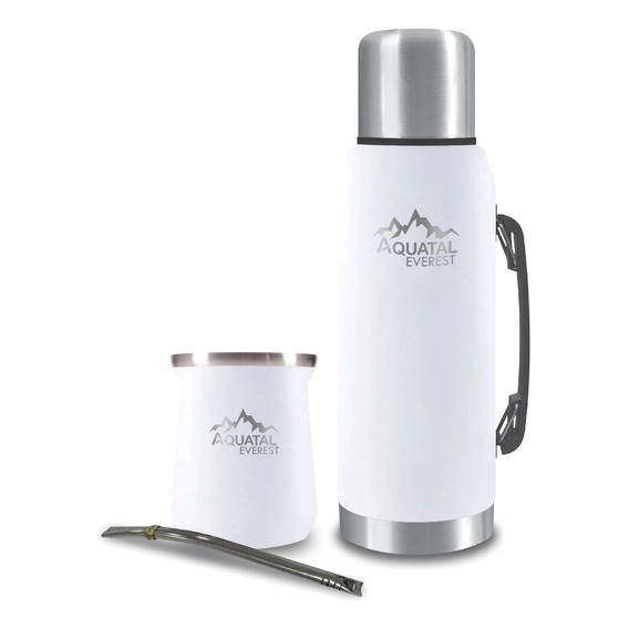 Termo + Mate De Acero Inox Bicapa - 1 Lt. - Aquatal Everest