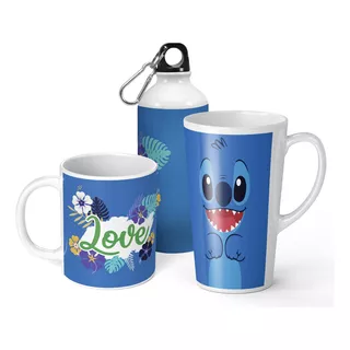 Set De Taza + Botella + Taza Conica Lilo Y Stitch 4