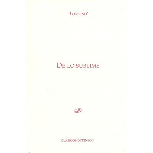De Lo Sublime, De Pérez López, Manuel. Editorial Dykinson, Tapa Blanda, Edición 1 En Español, 2011