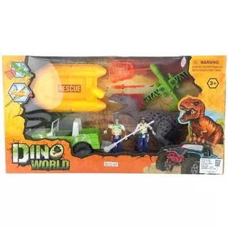 Figura De Acción Dino World Set Dinosaurio Con Vehiculo