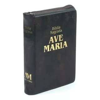 Bíblia Sagrada Com Zíper Tamanho Médio Marrom - Ave Maria