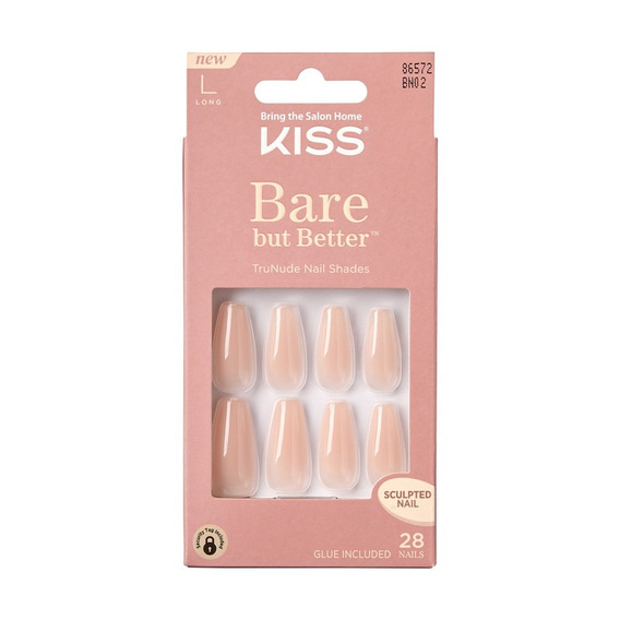 Uñas Postizas Kiss Bare But Better Glue-on Nude Drama