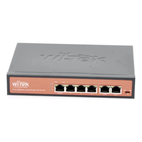 Switch Poe 4 Ptos Poe 2 Up-link  65w Largo Alcance 250m Cctv