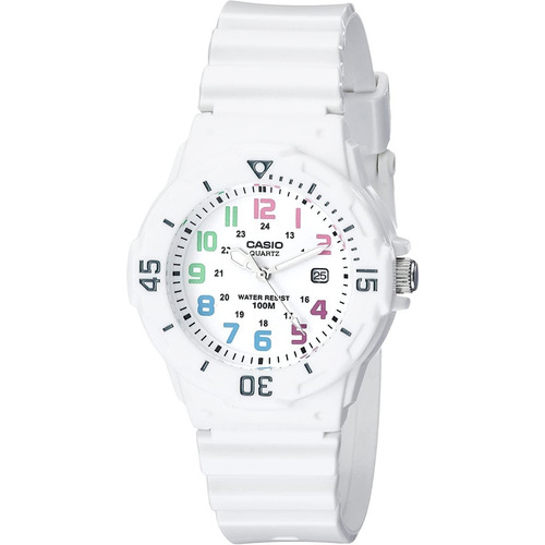 Reloj Casio Análogo Dama Color Blanco Con Números De Colores