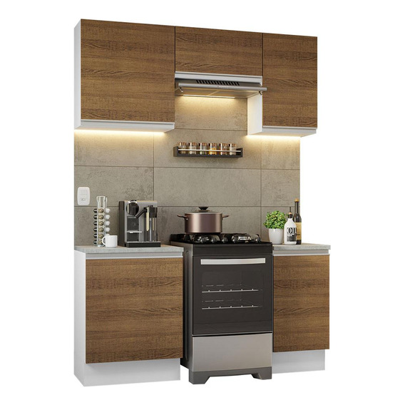 Armario De Cocina Completo 160cm Glamy Madesa Color Blanco/Marrón