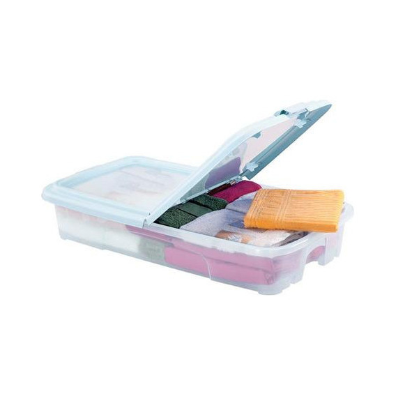 Caja Organizadora Plana Bajo  Cama Con Tapa Rimax 28 Litros Color Blanco