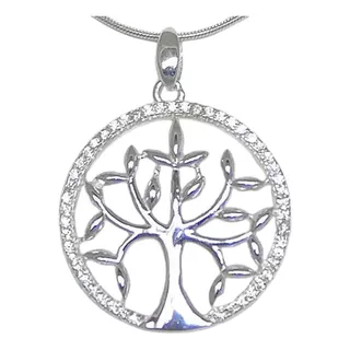 Dije Arbol De La Vida Plata 925 Cubic Zircón 23mm Garantía