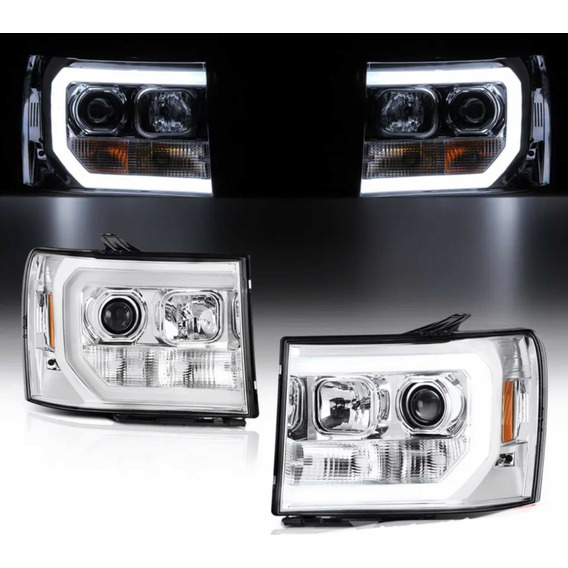 Par De Faros Led Gmc Sierra 2007-2008-2009 2010-2013 Cromado