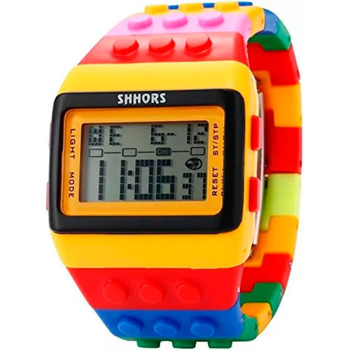 Reloj De Lego Bloques Pulsera Multifuncional Alarma Color de la correa Rojo-Varios Color del bisel Multicolor Color del fondo Multicolor