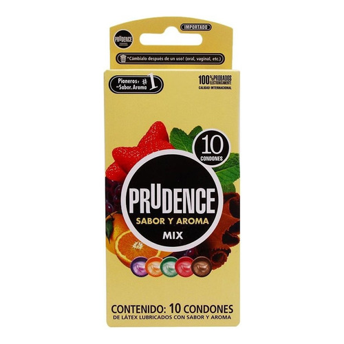 Caja Con 10 Condones Sabor Y Aroma Prudence Mix Igt