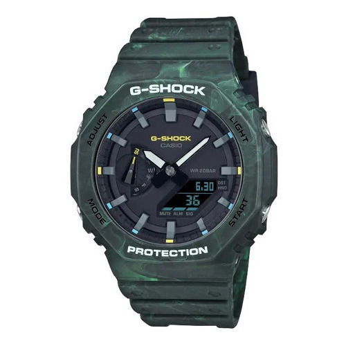 Reloj Casio Ga-2100fr-3a Hombre G Shock Anti Golpe Color de la malla Verde Color del bisel Verde Color del fondo Negro