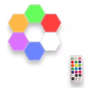 Lampara Rgb Hexágono Táctil 6 Pcs.