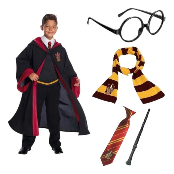 Disfraz Harry Potter Griffindor Capa Lentes Bufanda 5 Piezas