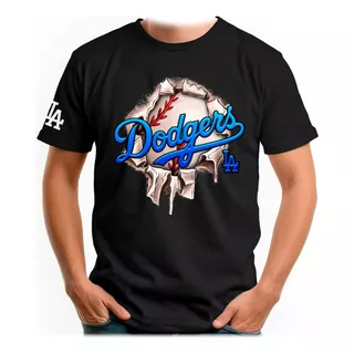 Playera Dodgers De Los Angeles Mod. La Pelota Dtg Negra