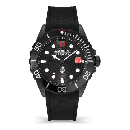 Reloj Swiss Military Smwgn2200330 Para Hombre Cristal Zafiro Color de la malla Negro Color del bisel Negro/Rojo Color del fondo Negro