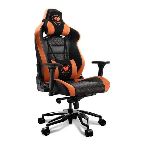 Silla de escritorio Cougar Armor Titan Pro gamer ergonómica  negra y naranja con tapizado de cuero sintético y gamuza sintética