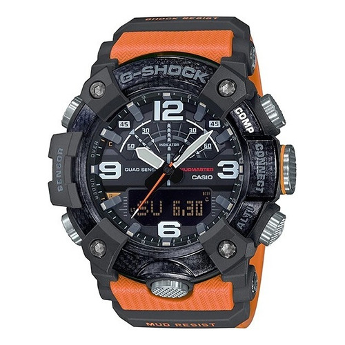 Reloj Casio G-shock Gg-b100 Para Caballero Color de la correa Naranja Color del bisel Negro Color del fondo Negro