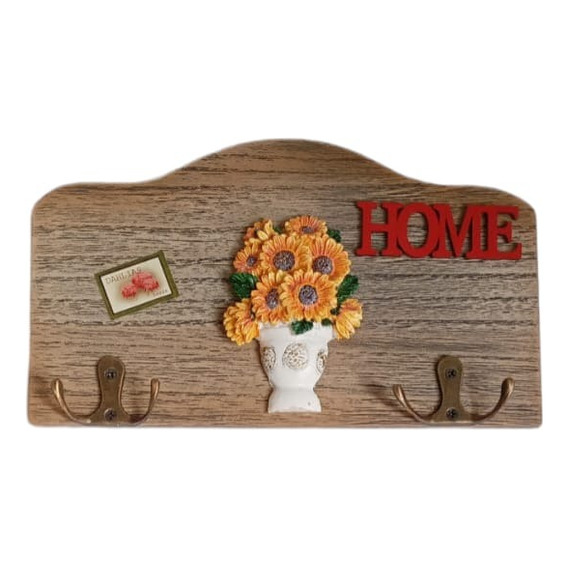 Porta Llaves Madera  Llavero Pared Home Girasoles 22 X 13 Cm