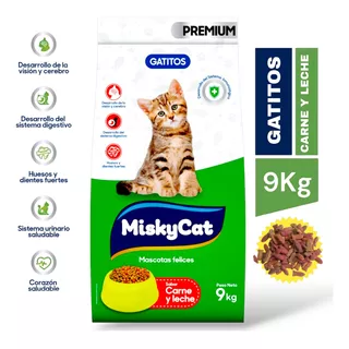 Miskycat Alimento Para Gatito 9kg Premium Carne Y Leche