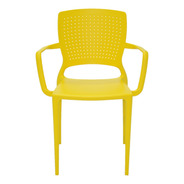 Cadeira De Jantar Tramontina Safira Con Brazos, Estrutura De Cor  Amarelo, 1 Unidade