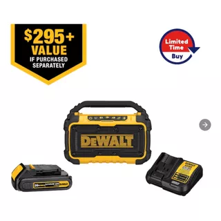 Bocina Dewalt Portátil Con Bluetooth Batería Y 110v