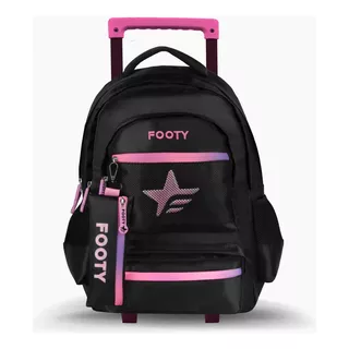 Mochila Escolar Footy Big Kids Star 1041 Color Negro/rosa Diseño Lisa 29l