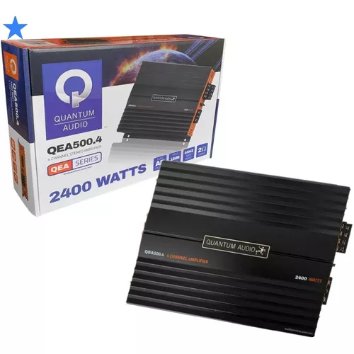Amplificador de 4 Canales Quantum Audio Qea500.4 Clase Ab de 2400 Watts  Negro