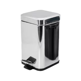 Cesto Tarro Tacho Papelera Pedal Acero Inox. Cuadrada 12 Lts