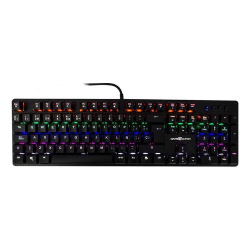 Game Factor KBG400 Teclado gamer QWERTY KRED Red español color negro con luz rainbow