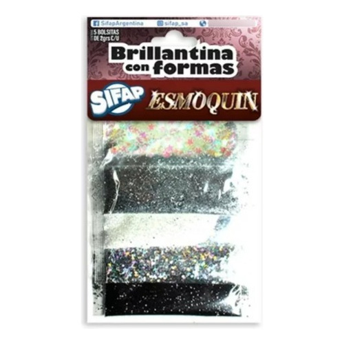 Brillantinas Con Formas Sifap X 5 Bolsitas Color Esmoquin