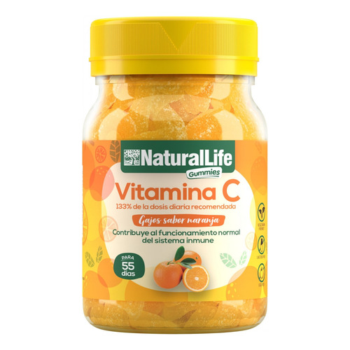 Vitamina C Gummies Para 55 Dias Natural Life Sabor Naranja