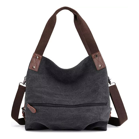 Bolso Halden En Lona Con Detalles En  Ecocuero Marca Farm 