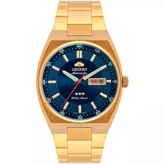 Relógio De Pulso Orient Automático 469gp087f D1kx Com Corpo Dourado, Para Masculino, Fundo  Azul, Com Correia De Aço Inoxidável Cor Dourado, Bisel Cor Dourado