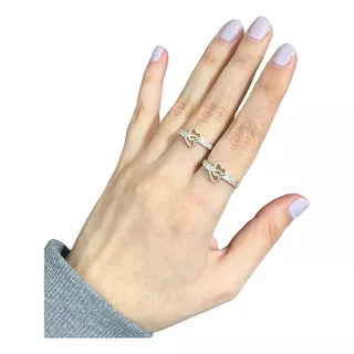 Anillo Plata 925 Dos Corazones