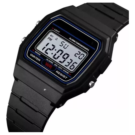 Reloj Vintage Digital Luz Alarma Cronómetro Caucho Joya