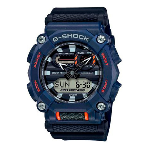 Reloj Casio G-shock Ga-900-2adr Análogo-digital Correa Azul Bisel Negro Fondo Negro