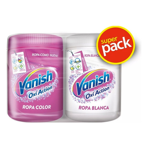 Vanish Pack 2 Quitamanchas Polvo Ropa Color + Blanco 450 Gr