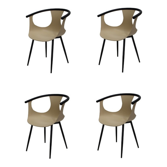 Set 4 Sillas Minimalista Comedor Mundo In Catanzaro Plástico Color de la estructura de la silla Negro Color del asiento Cian